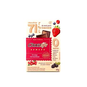 Quantas calorias em 1 porção (25 g) Chocolife Senses Frutas Vermelhas?