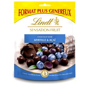 Quantas calorias em 1 porção (25 g) Fruit Sensation Dark Chocolate Blueberry & Acai?