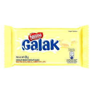 Quantas calorias em 1 porção (25 g) Laka Chocolate Branco?