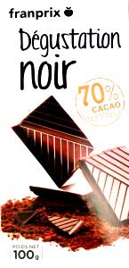 Quantas calorias em 1 porção (25 g) Noir Degustation 70% Cacao Intense?