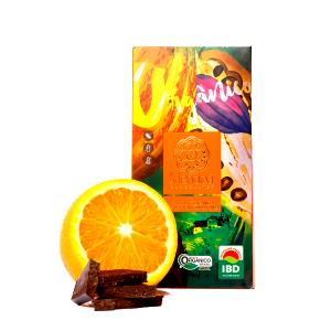 Quantas calorias em 1 porção (25 g) Orange 55% Cacau?