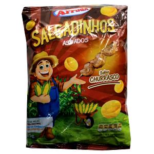 Quantas calorias em 1 porção (25 g) Salgadinho Sabor Churrasco?