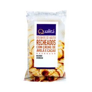 Quantas calorias em 1 porção (30 g) Rolinhos de Wafer Recheados com Creme de Avelã e Cacau?