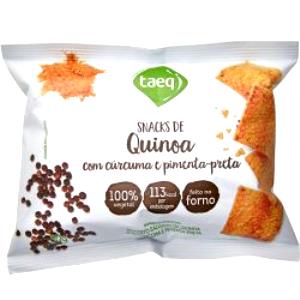 Quantas calorias em 1 porção (30 g) Snacks de Quinoa com Cúrcuma e Pimenta Preta?