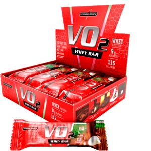 Quantas calorias em 1 porção (30 g) VO2 Whey Bar Sabor Coco Cobertura de Chocolate Ao Leite?