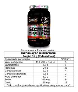 Quantas calorias em 1 porção (31 g) Iso Whey Protein Missile?