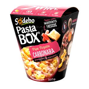 Quantas calorias em 1 porção (310 g) Pasta Box Pipe Rigate Carbonara?