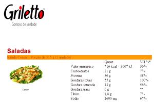 Quantas calorias em 1 porção (325 g) Salada Crispy Sensation?