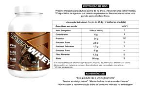 Quantas calorias em 1 porção (37,4 g) Tasty Whey Rich Chocolate?