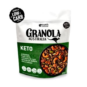 Quantas calorias em 1 porção (40 g) Granola Austrália Keto?