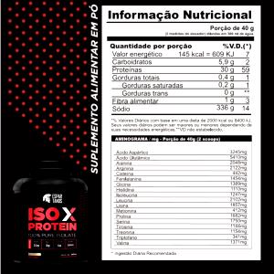 Quantas calorias em 1 porção (40 g) Iso X Protein 100% Pure Isolate?