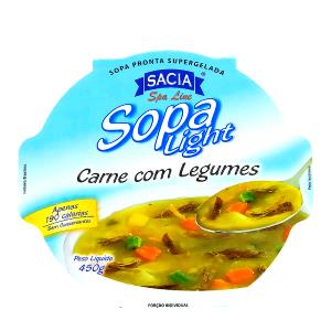 Quantas calorias em 1 porção (450 g) Sopa Carne com Legumes?