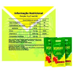 Quantas calorias em 1 porção (5 g) Desinshot?