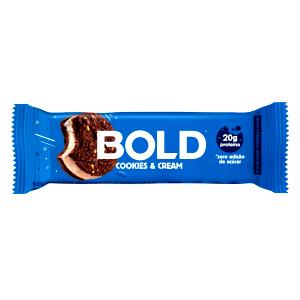 Quantas calorias em 1 porção (60 g) Bold Bar Cookies & Cream?