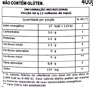 Quantas calorias em 1 porção (60 g) Molho de Tomate com Vegetais?