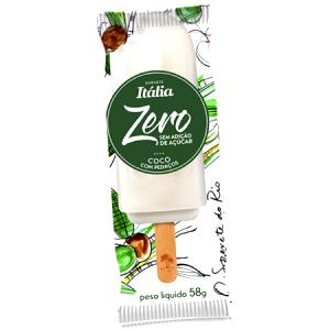 Quantas calorias em 1 porção (60 g) Picolé Coco Zero Açúcar?