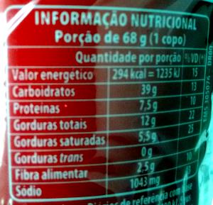 Quantas calorias em 1 porção (68 g) Cup Noodles Calabresa?