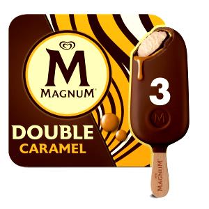 Quantas calorias em 1 porção (74 g) Magnum Double Caramelo?