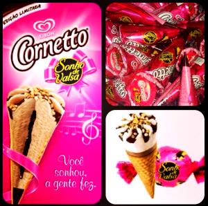 Quantas calorias em 1 porção (75 g) Cornetto Sonho de Valsa?