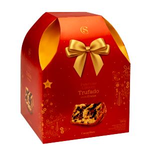 Quantas calorias em 1 porção (80 g) Panettone Clássico Trufado com Frutas?