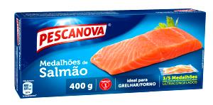 Quantas calorias em 1 porção (85 g) Medalhões de Salmão?