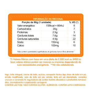 Quantas calorias em 1 porção (90 g) Danette Doce de Leite?