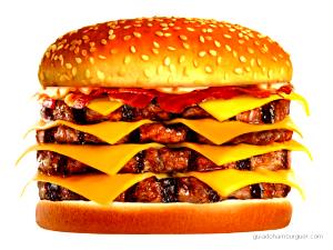 Quantas calorias em 1 porção BK Stacker Quádruplo?