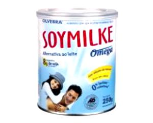 Quantas calorias em 1 porção em 180ml de água (26 g) Leite de Soja em Pó Soymilke Ômega?