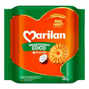 Quantas calorias em 1 Porção Biscoito doce amanteigado recheio sabor coco Marilan?