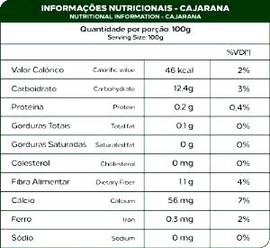 Quantas calorias em 1 Porção Cajarana?