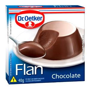 Quantas calorias em 1 Porção Flan chocolate pó preparado Oetker?