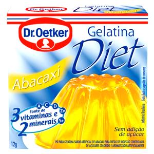 Quantas calorias em 1 Porção Gelatina abacaxi pó p/ diet Oetker?