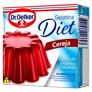 Quantas calorias em 1 Porção Gelatina cereja pó p/ diet Oetker?