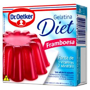Quantas calorias em 1 Porção Gelatina framboesa pó p/ diet Oetker?
