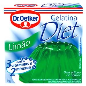 Quantas calorias em 1 Porção Gelatina limão pó p/ diet Oetker?