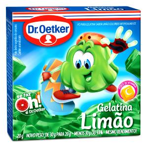 Quantas calorias em 1 Porção Gelatina limão pó p/ Oetker?