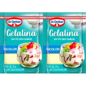 Quantas calorias em 1 Porção Gelatina pó preparada Oetker?