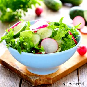 Quantas calorias em 1 Porção Rabanete cru salada ao molho vinagrete sem sal?