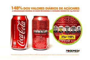 Quantas calorias em 1 Porção Refrigerante tipo cola regular com açúcar?