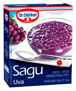 Quantas calorias em 1 Porção Sagu mandioca preparado com suco de uva com açúcar?