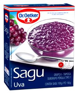 Quantas calorias em 1 Porção Sagu uva mistura p/ Oetker?