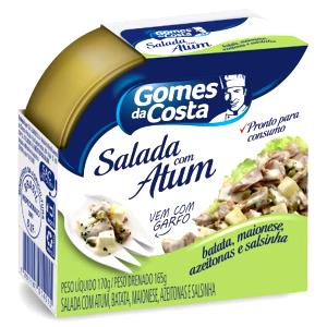 Quantas calorias em 1 Porção Salada batata com atum - batata cozida atum em conserva azeitona preta cheiro verde sem óleo sem sal?