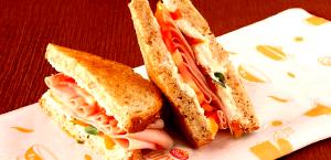 Quantas calorias em 1 Porção Sanduíche pão forma tradicional com peito de peru defumado and queijo muçarela?