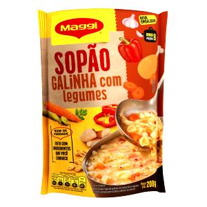 Quantas calorias em 1 Porção Sopa galinha com macarrão e legumes desidratada Maggi?