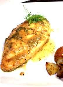 Quantas calorias em 1 Porçoes Baked Chicken Breasts With Maple, Mustard, Lemon And Dill?