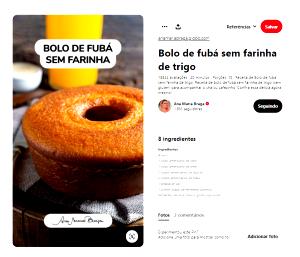 Quantas calorias em 1 Porçoes Bolo Sem Farinha De Fubá?