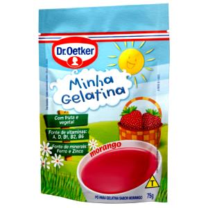 Quantas calorias em 1 Porçoes Gelatina Em Pó Minha Gelatina Sabor Morango Dr. Oetker?