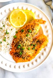 Quantas calorias em 1 Porçoes Lemon Pepper Parmesan Tilapia?