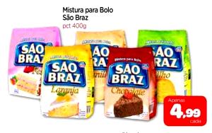 Quantas calorias em 1 Porçoes Mistura Para Bolo Sao Braz Preparada?