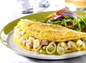 Quantas calorias em 1 Porçoes Omelete Com Queijo Branco?